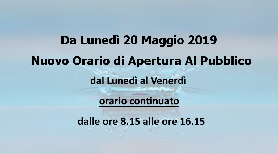 Nuovo orario di apertura al pubblico